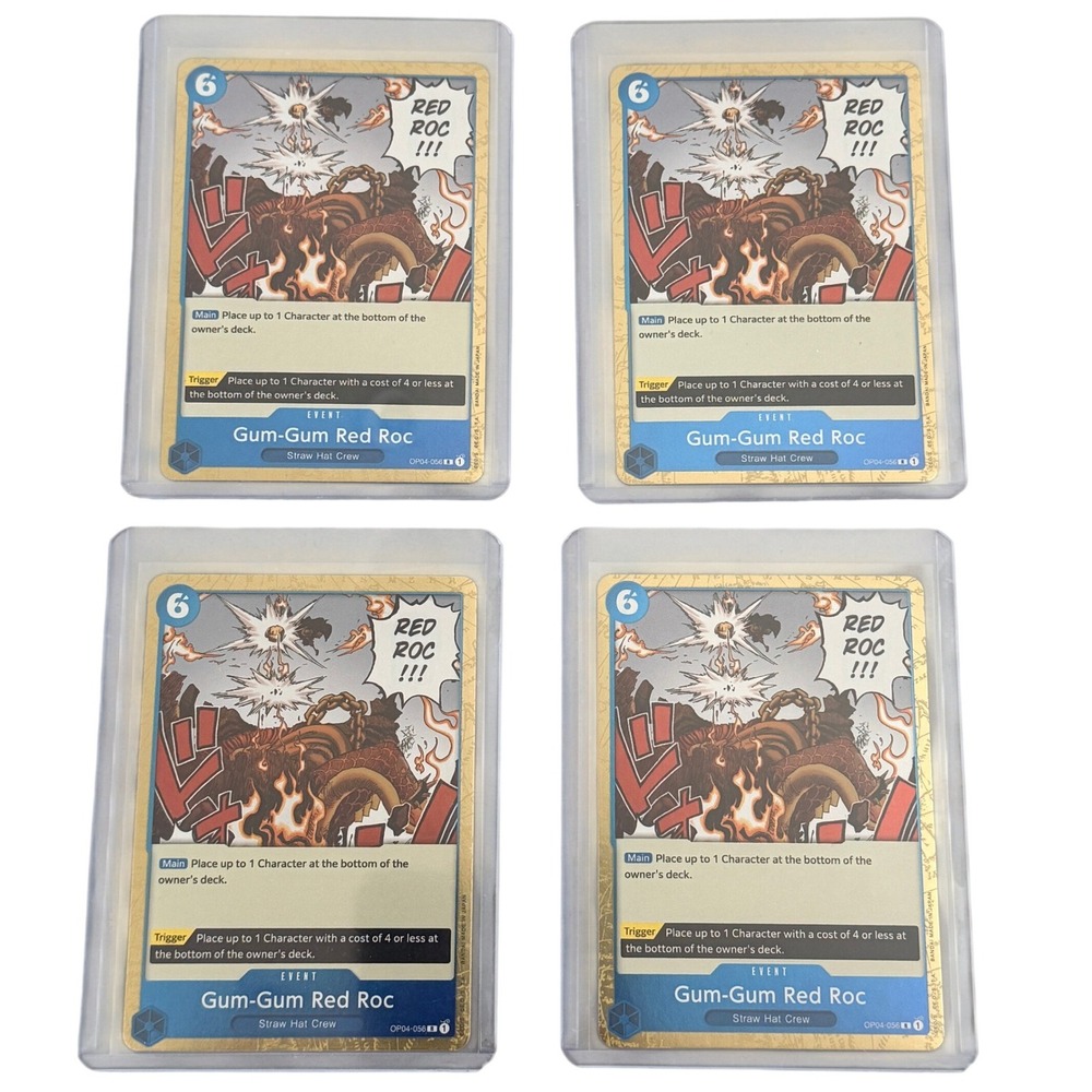 Bandai One Piece Card Game Gum-Gum Red Roc OP04-056 R Set of 4 Blue Event Rare